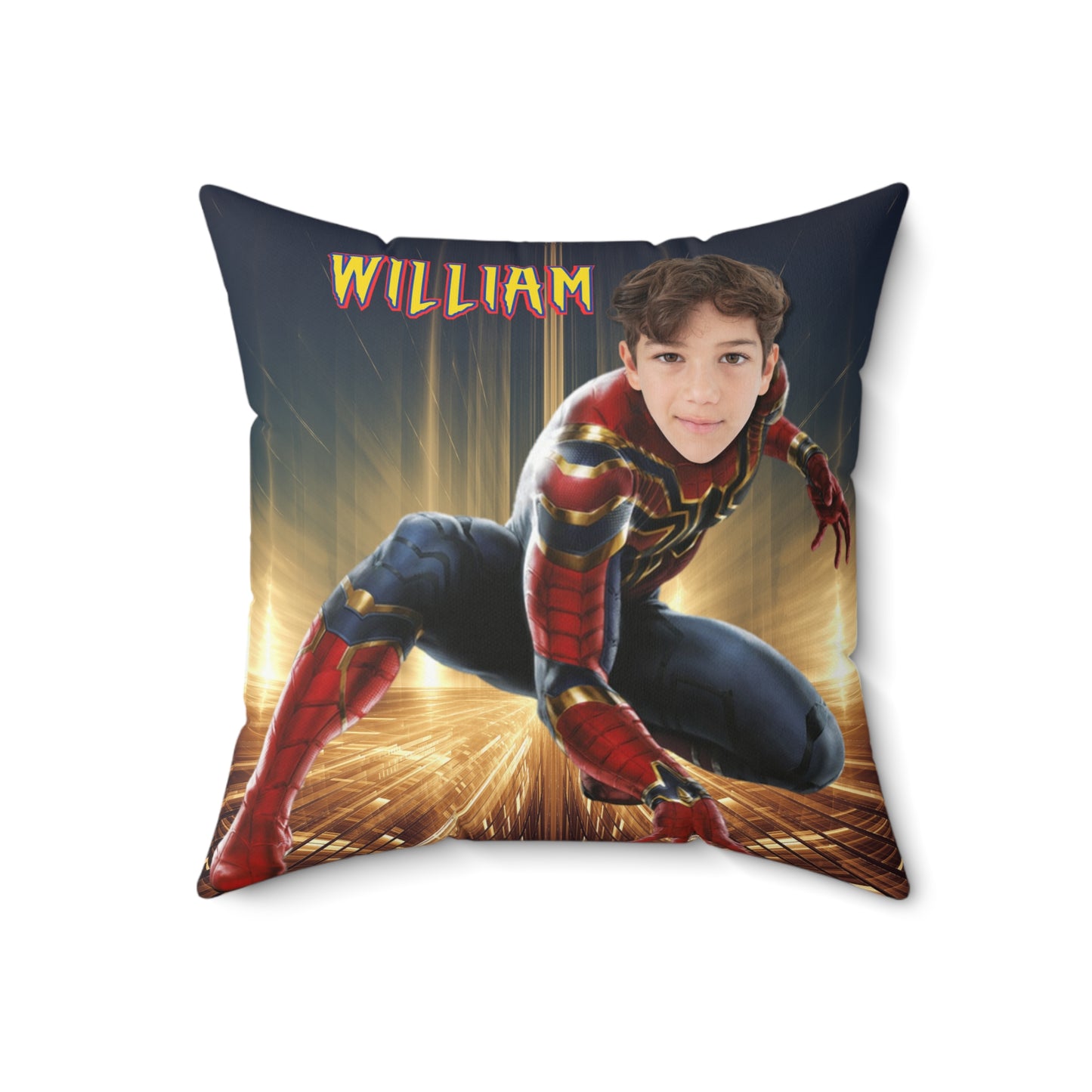 🕷️ Personalized Superhero Pillow 🕸️ – Custom Name & Face for Kids!