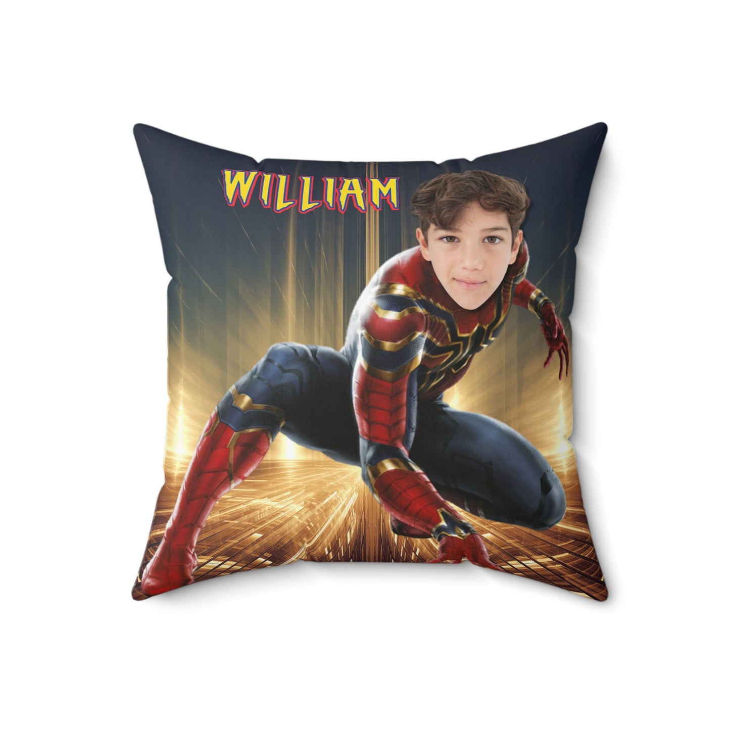 🕷️ Personalized Superhero Pillow 🕸️ – Custom Name & Face for Kids!
