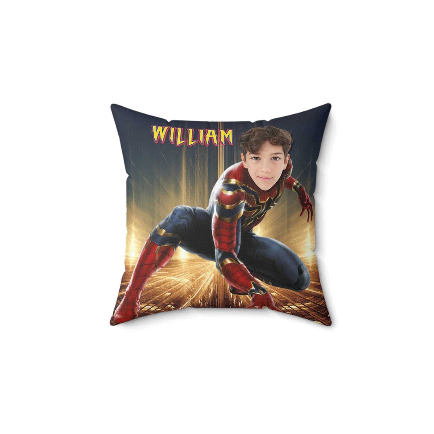 🕷️ Personalized Superhero Pillow 🕸️ – Custom Name & Face for Kids!