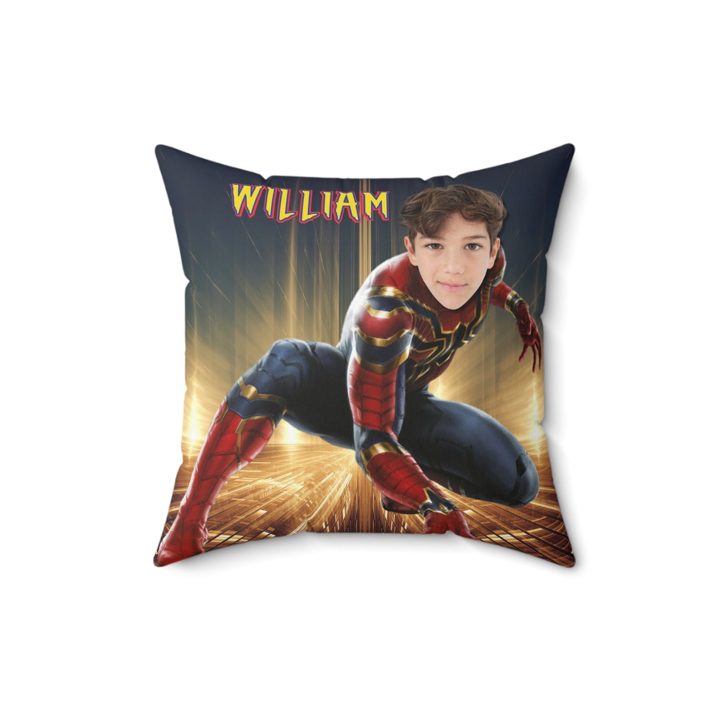 🕷️ Personalized Superhero Pillow 🕸️ – Custom Name & Face for Kids!
