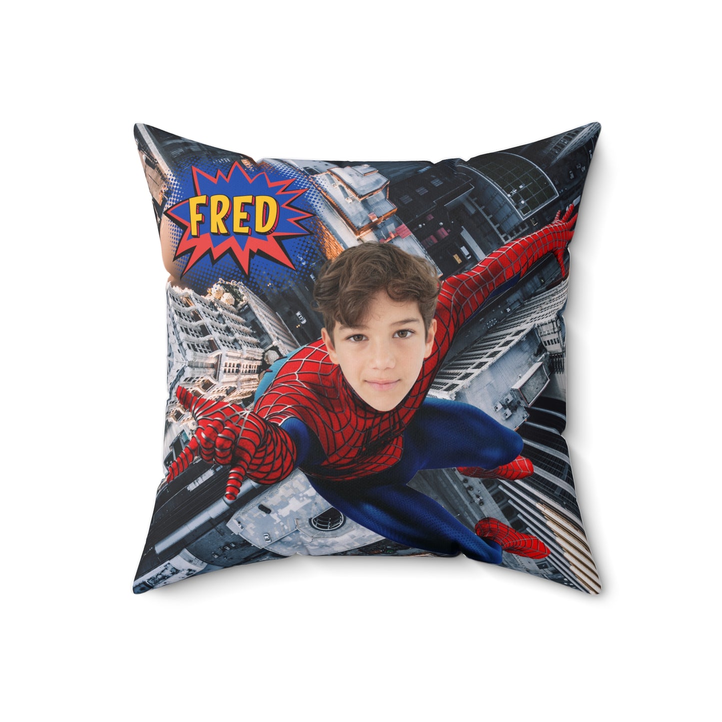 🕷️ Personalized Spiderman Superhero Pillow 🕸️ – Custom Name & Face for Kids!