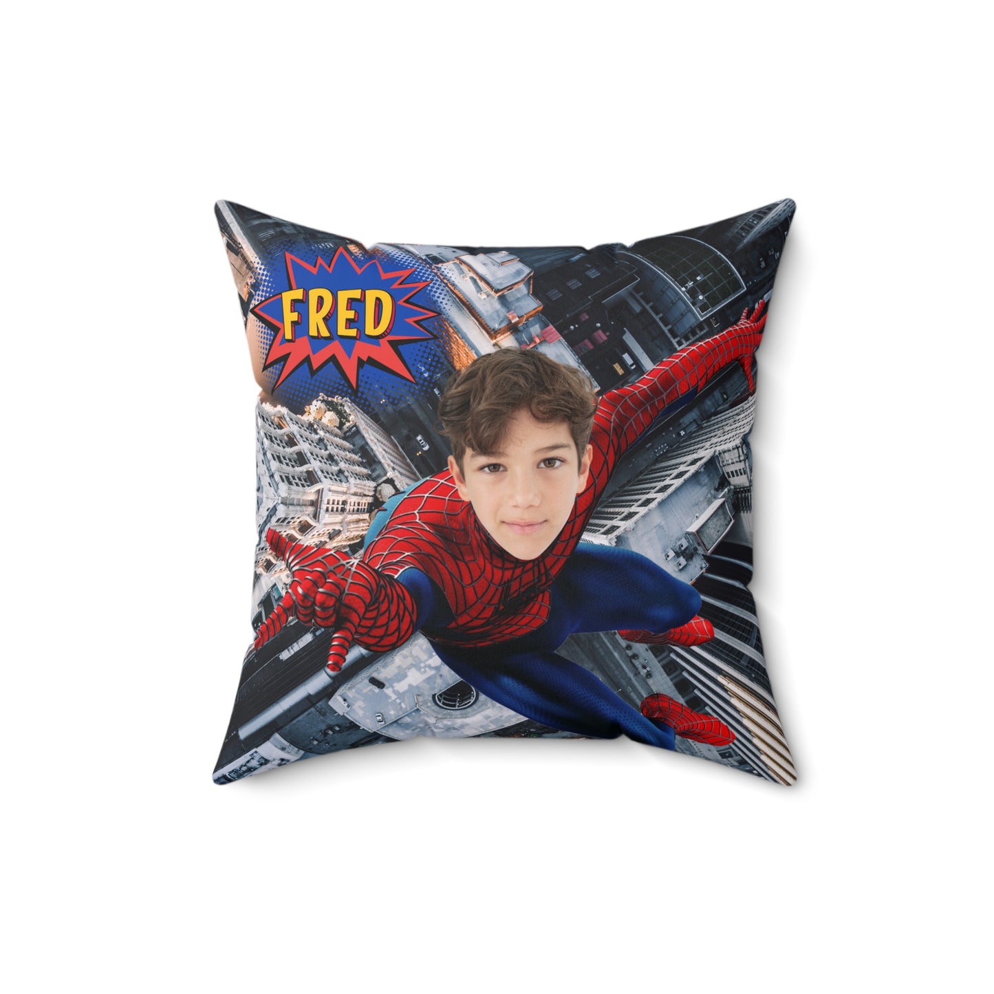 🕷️ Personalized Spiderman Superhero Pillow 🕸️ – Custom Name & Face for Kids!