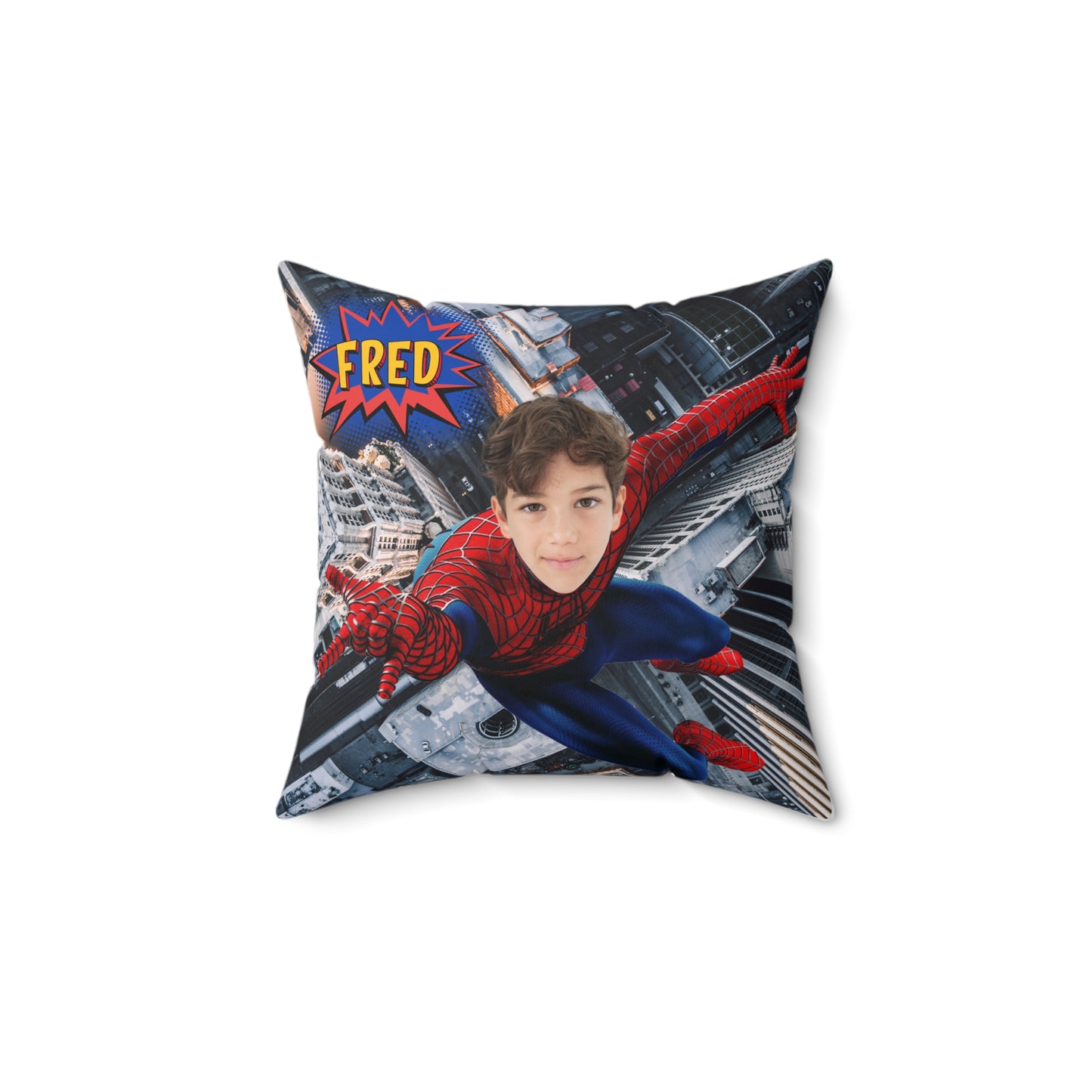 🕷️ Personalized Spiderman Superhero Pillow 🕸️ – Custom Name & Face for Kids!