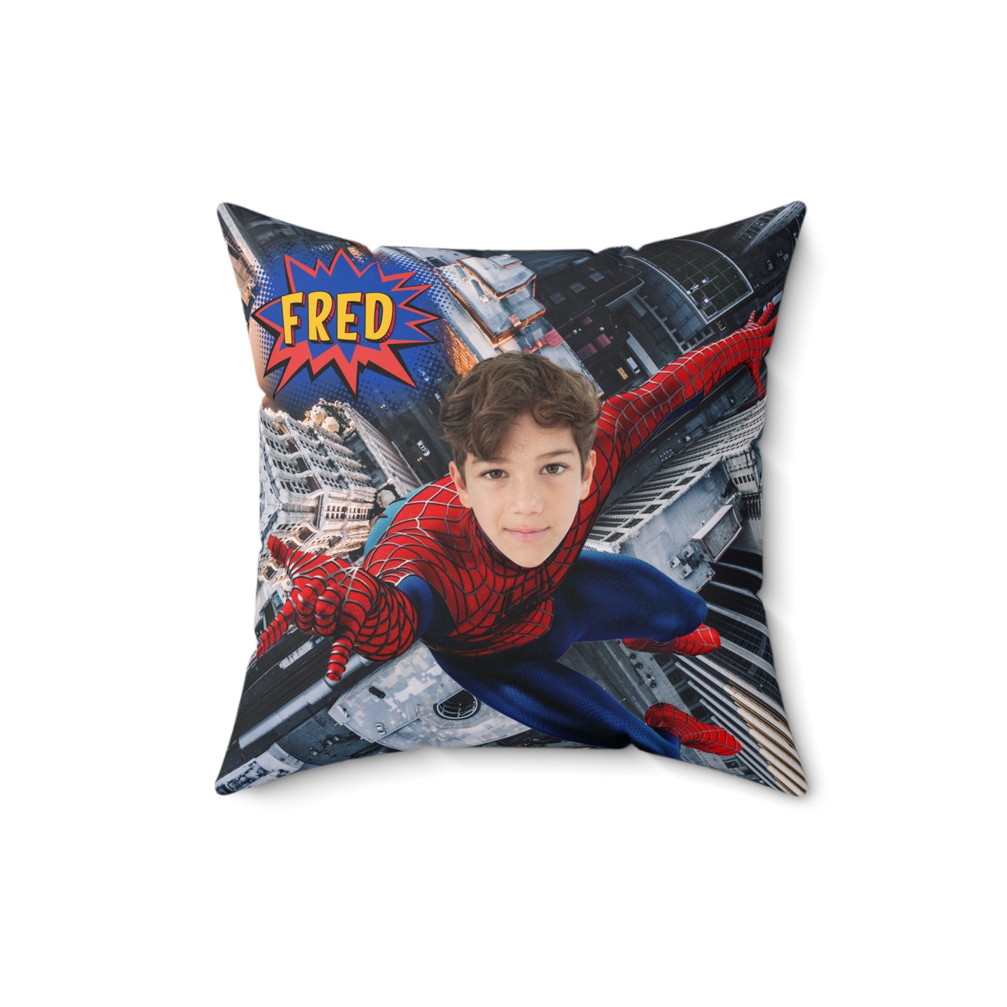 🕷️ Personalized Spiderman Superhero Pillow 🕸️ – Custom Name & Face for Kids!