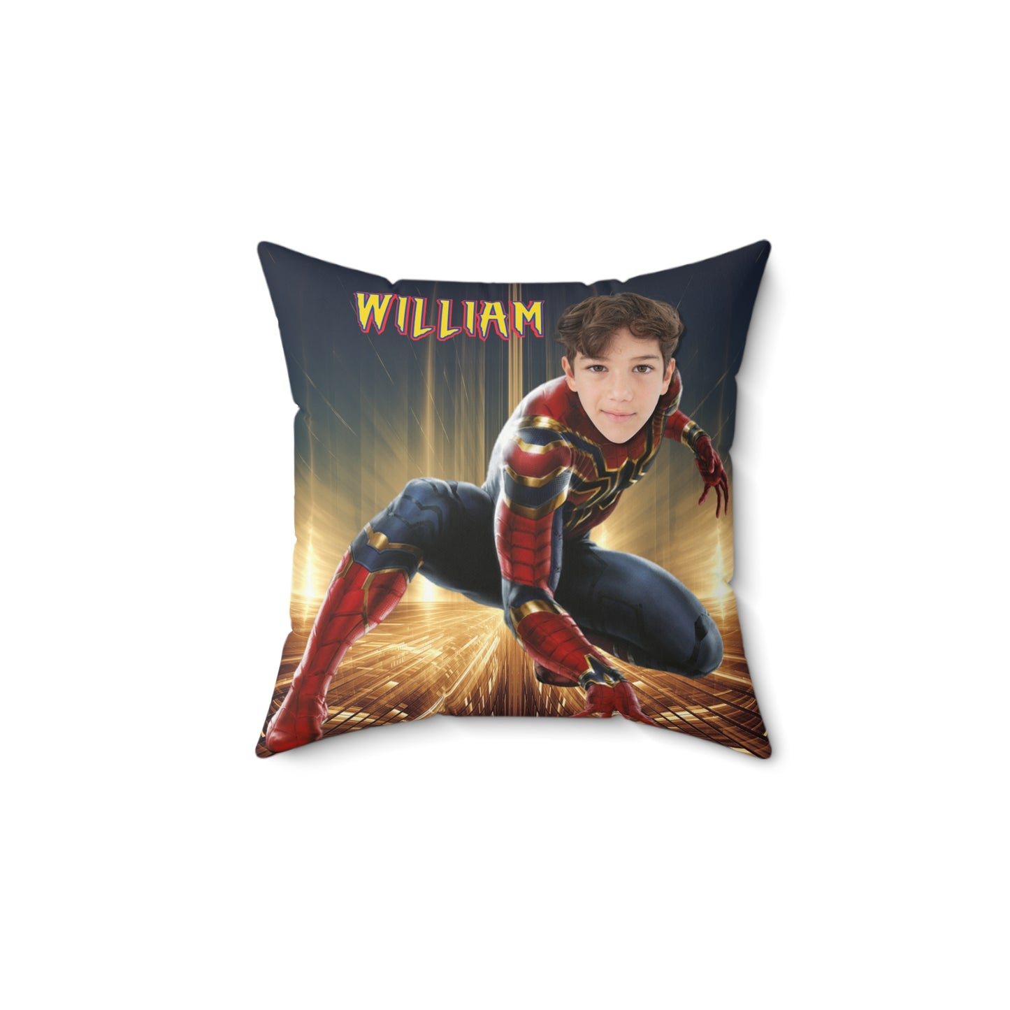 🕷️ Personalized Superhero Pillow 🕸️ – Custom Name & Face for Kids!