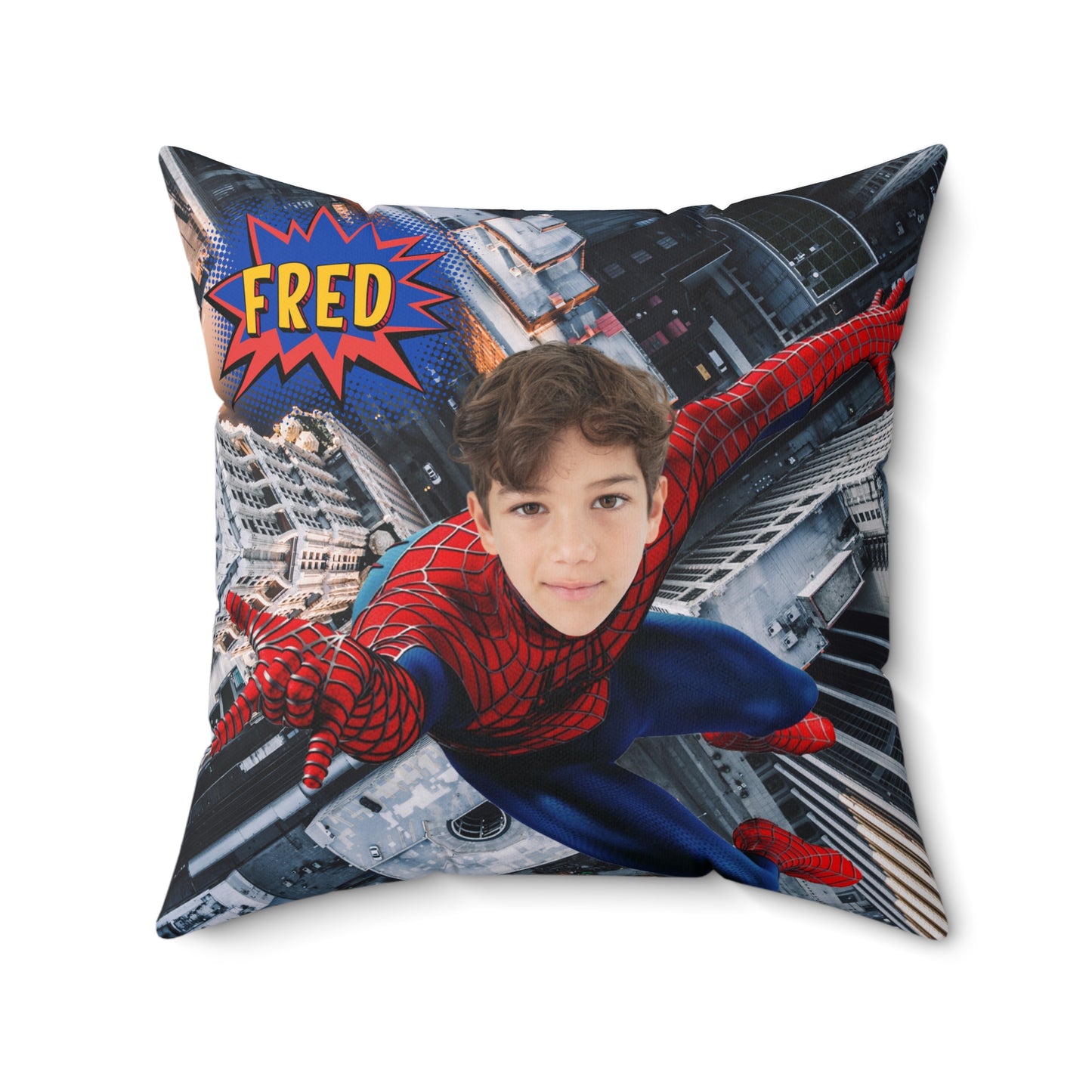 🕷️ Personalized Spiderman Superhero Pillow 🕸️ – Custom Name & Face for Kids!