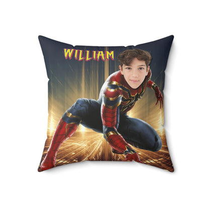 🕷️ Personalized Superhero Pillow 🕸️ – Custom Name & Face for Kids!