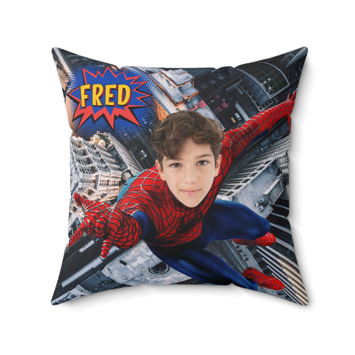 🕷️ Personalized Spiderman Superhero Pillow 🕸️ – Custom Name & Face for Kids!