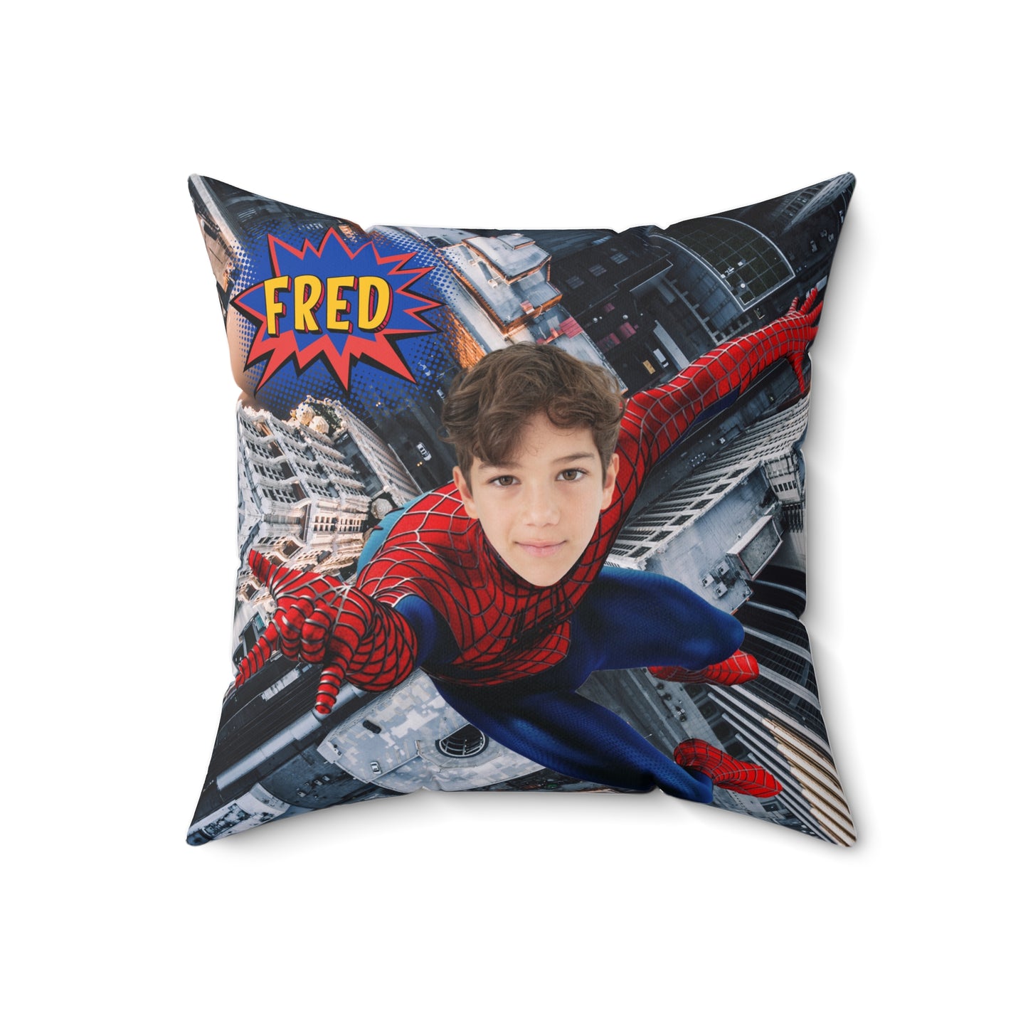 🕷️ Personalized Spiderman Superhero Pillow 🕸️ – Custom Name & Face for Kids!