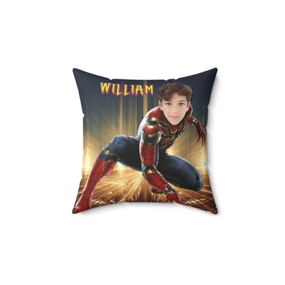🕷️ Personalized Superhero Pillow 🕸️ – Custom Name & Face for Kids!